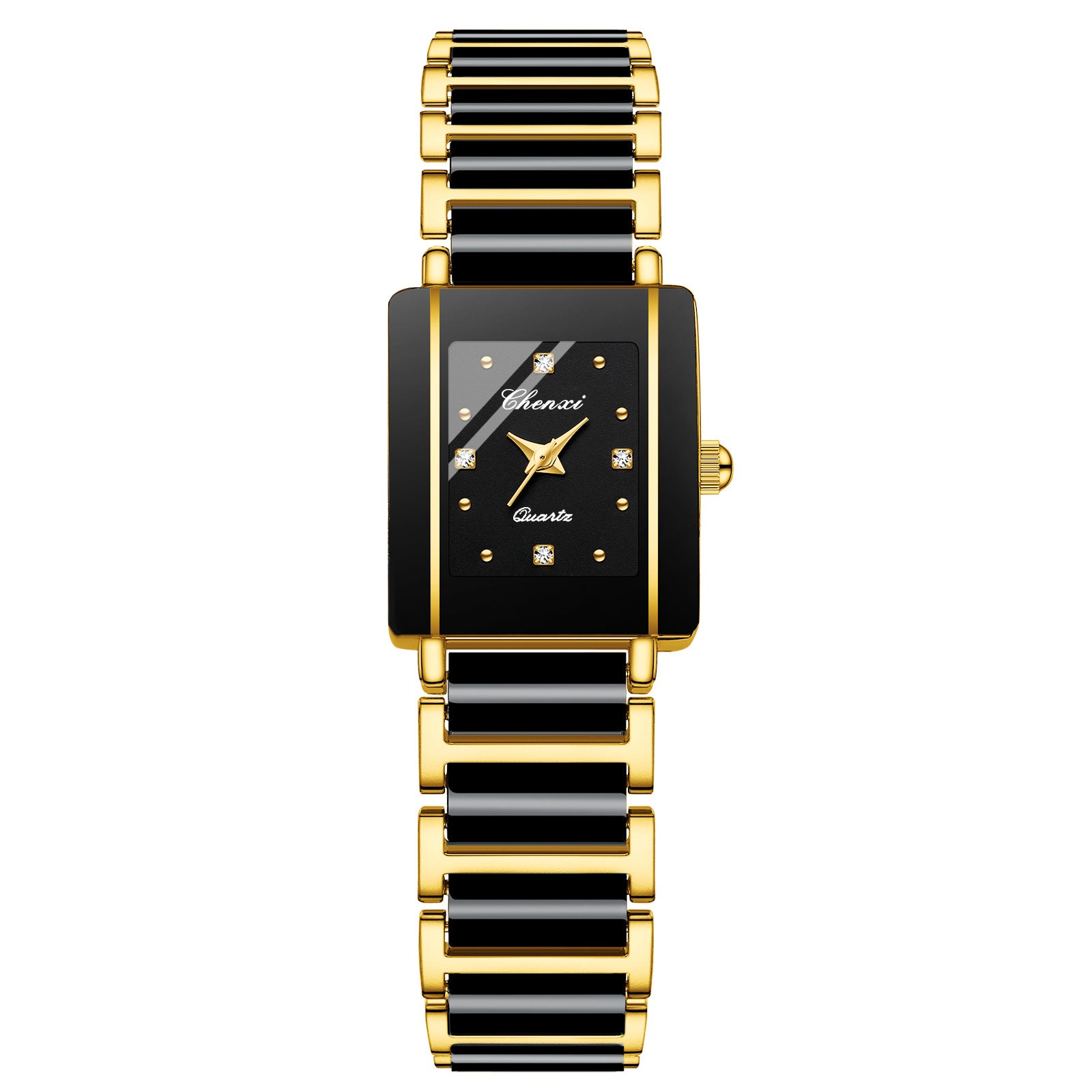 Square Couple Watch for Women and Men Ceramic Quartz Watch