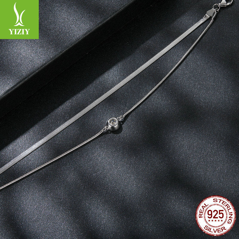 Silver Charm New 50 Point Sparkling Mosang Diamond Double Layer Bracelet Simple, Light Luxury, High Grade s925 Pure Silver Bracelet