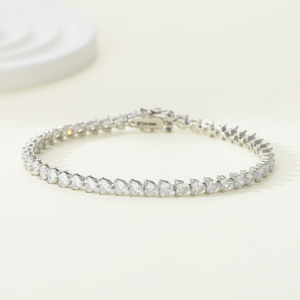Women's tennis chain 5mm three-prong heart-shaped men's tennis bracelet hip-hop single row chain jewelry batch