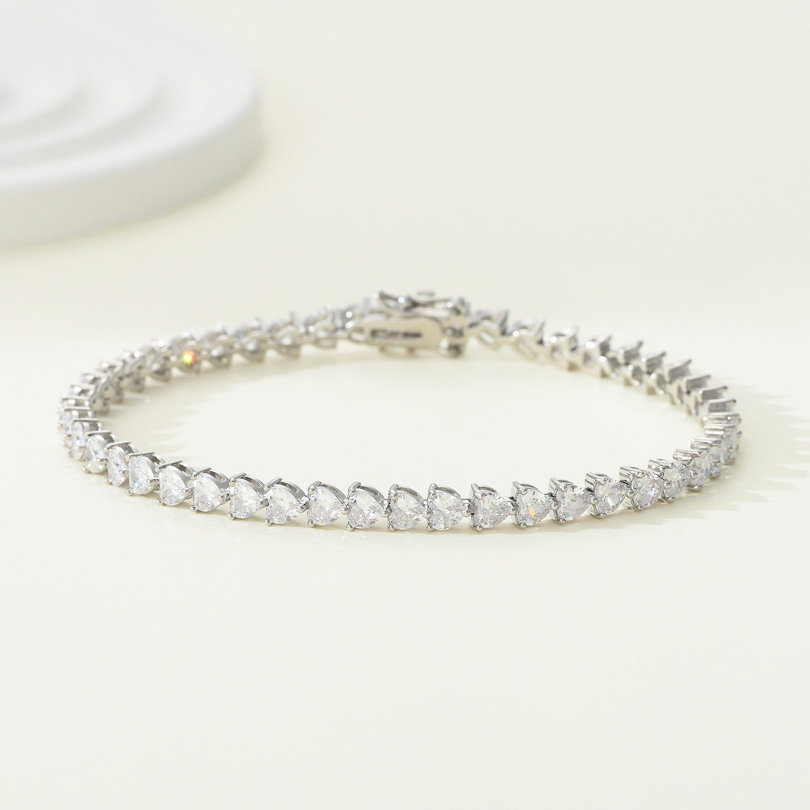 Women's tennis chain 5mm three-prong heart-shaped men's tennis bracelet hip-hop single row chain jewelry batch