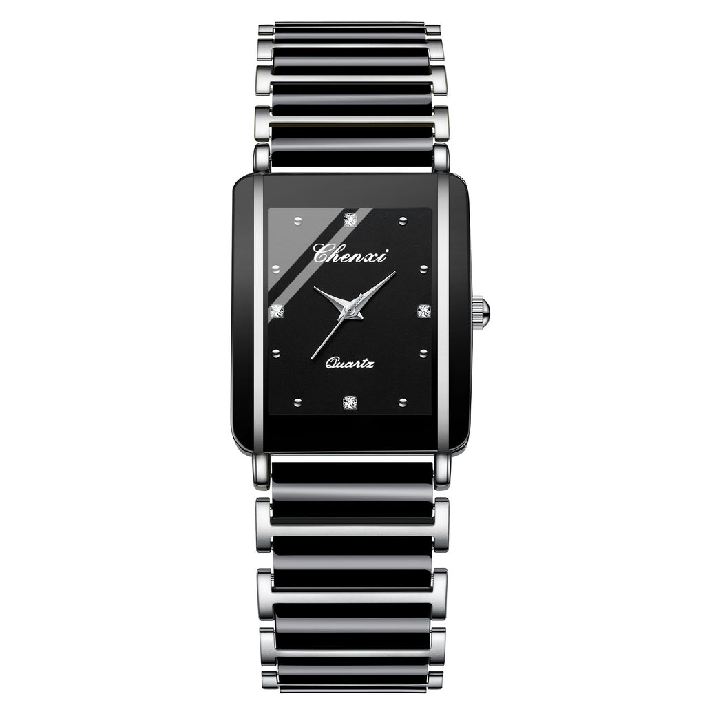 Square Couple Watch for Women and Men Ceramic Quartz Watch