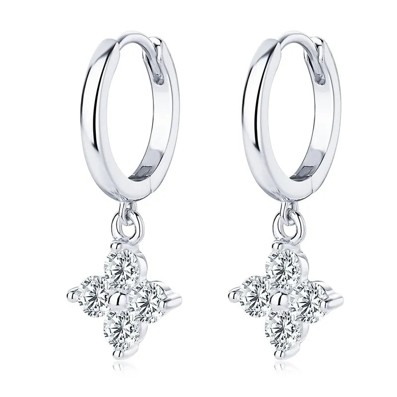 925 Sterling Silver Moissanite Hoop Drop Earrings