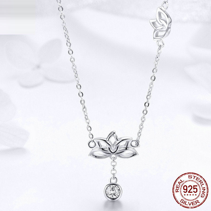 Silver Lotus Delicate Necklace