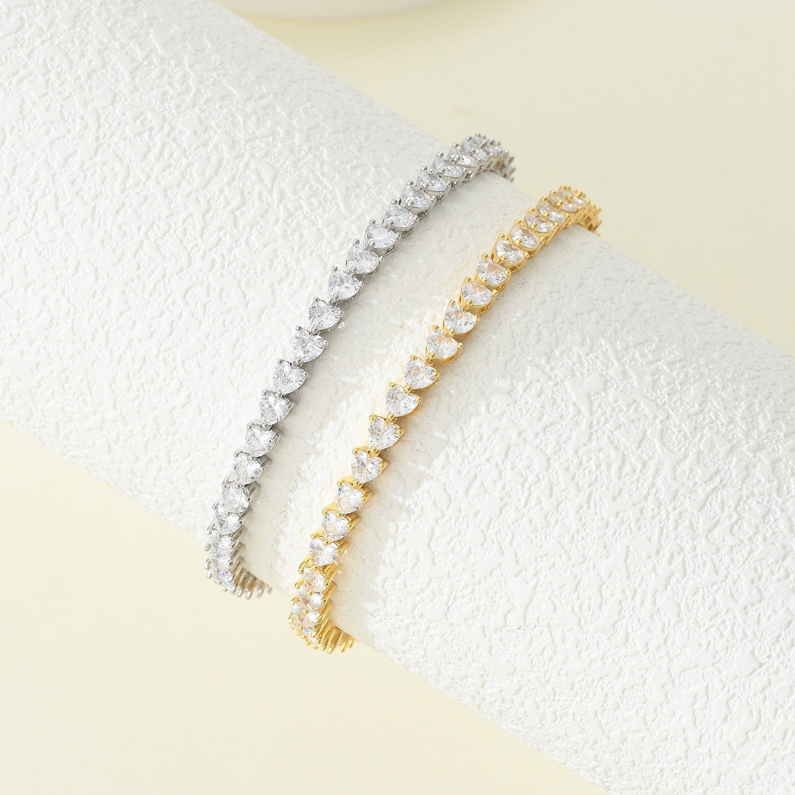 Women's tennis chain 5mm three-prong heart-shaped men's tennis bracelet hip-hop single row chain jewelry batch