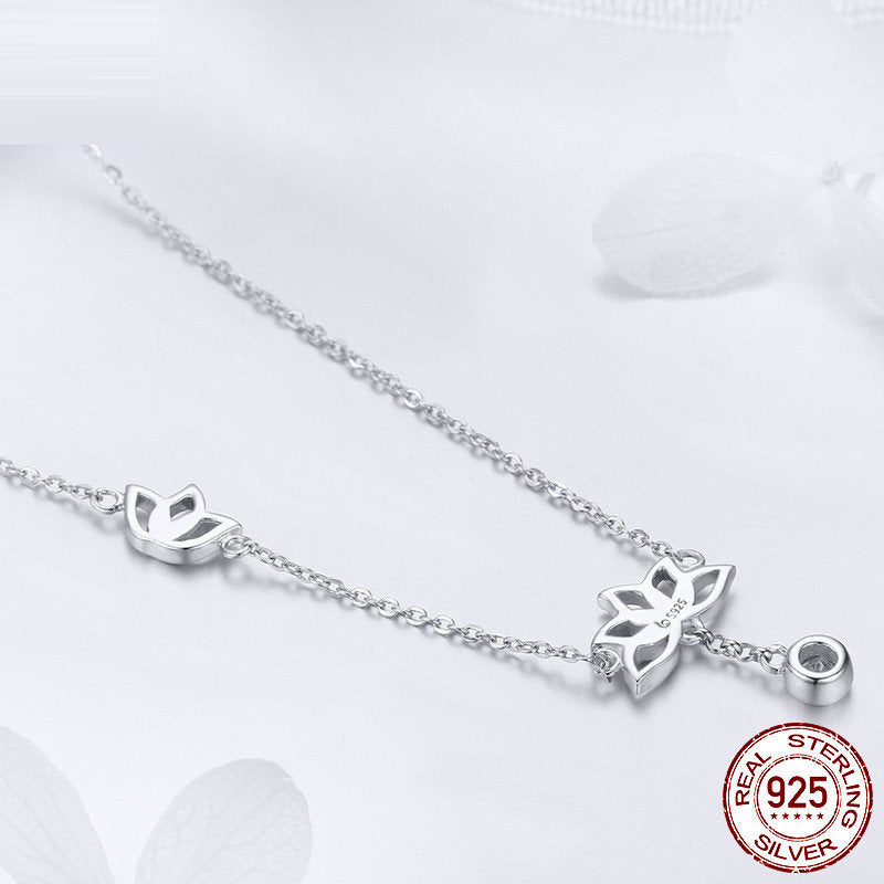 Silver Lotus Delicate Necklace