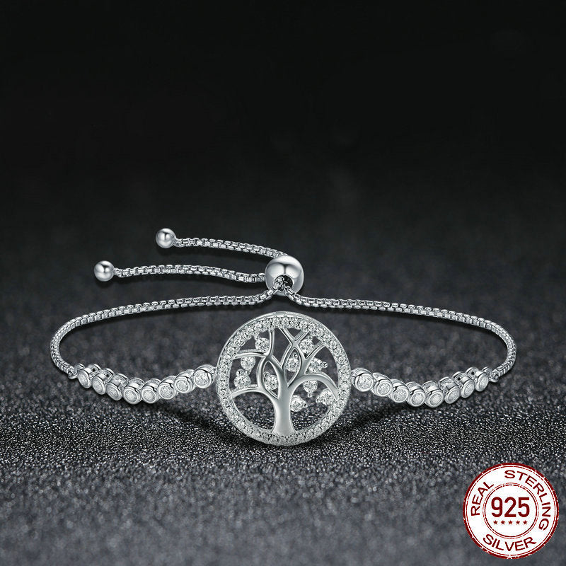 S925 sterling silver bracelet shining tree of life