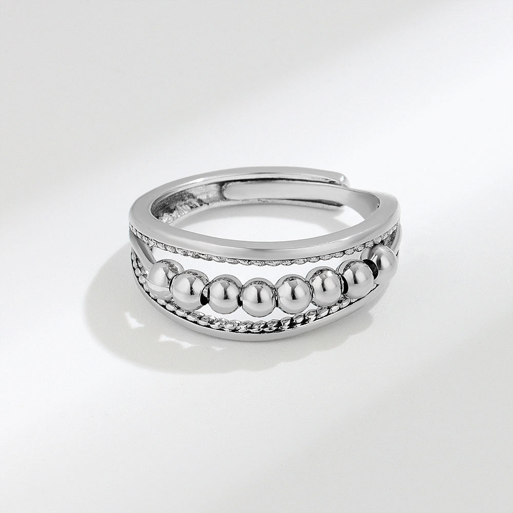 Wave point flexible bead rotatable ring versatile accessory with movable index finger ring for women