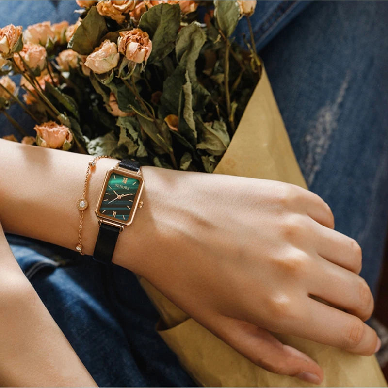 Senors Quartz Movement High Quality  Waterproof Ladies watch Women Stainless Steel Mesh Rose Gold